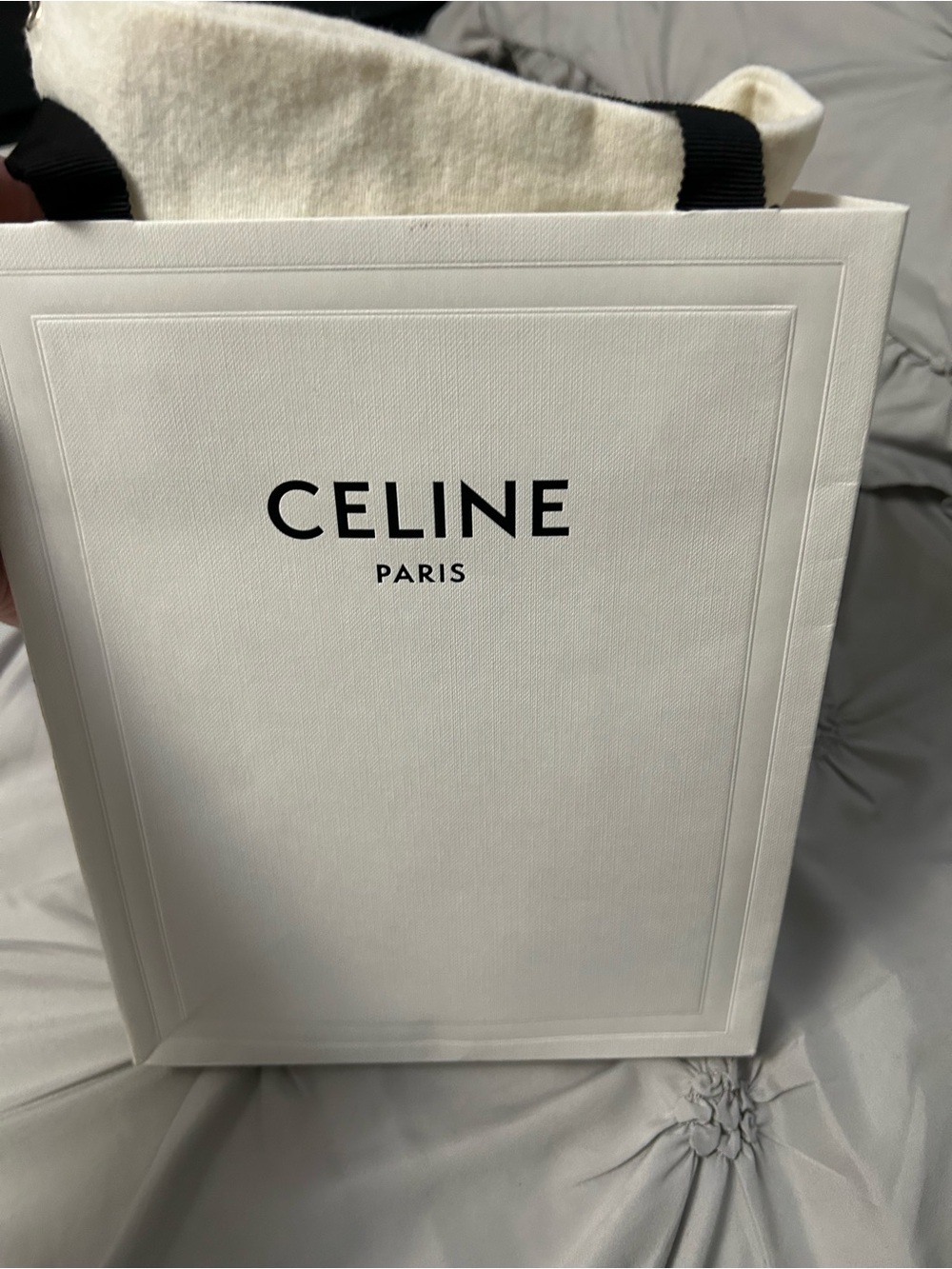 Celine Cream and Black Branded Gift Tote